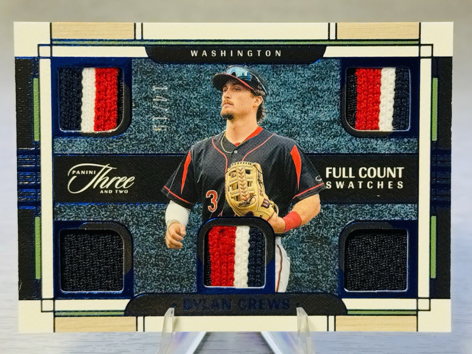🔥⚾️DYLAN CREWS 2025 Panini Three Two Black Full Count Swatches SP RC /15!!!⚾️🔥