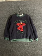 Vintage Sesame Street Elmo Navy Chenille Sweatshirt Unisex M 90s