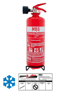 MBS-FIRE (Pii) 2L Schaum Feuerlöscher, Frostsicher inkl Halterung u. Plakette