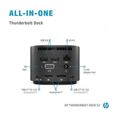 HP Thunderbolt Dock 120W G2 Docking Station HSN-IX01 with AC Adapter - 3TR87AA