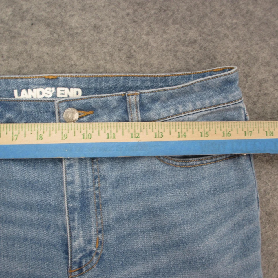 Pantalones de mezclilla Lands' End para mujer 10 altos azul lavado claro ajustados rectos elásticos Foto 3 de 4