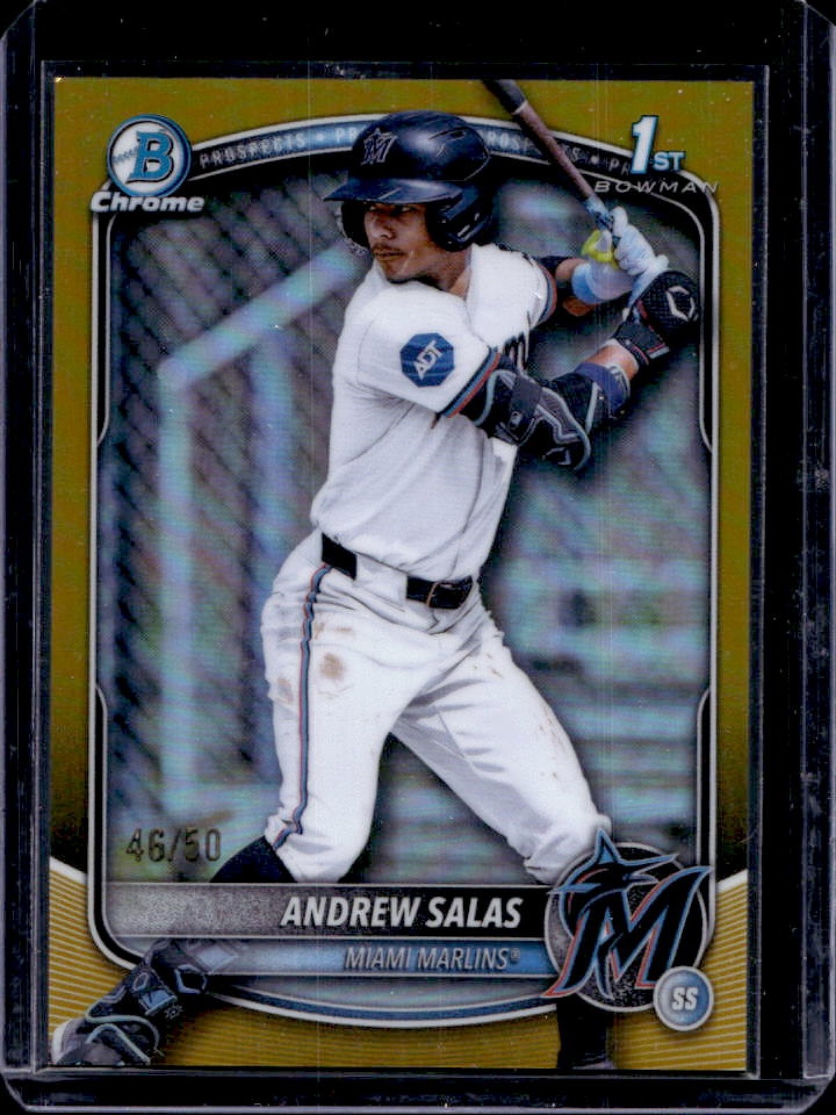 2025 Bowman Chrome Andrew Salas Gold Refractor 1st #46/50 Marlins
