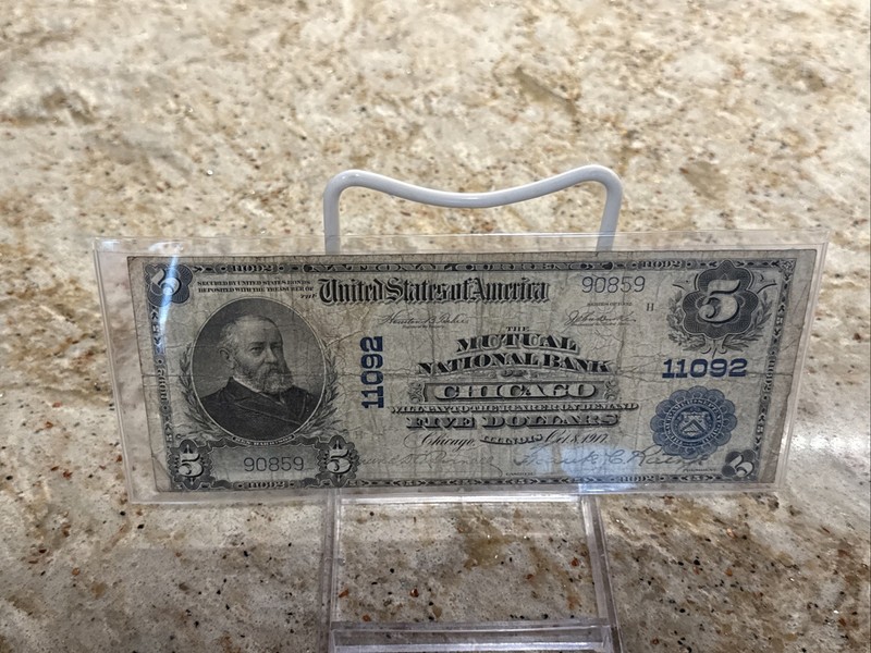 1902 $5 THE MUTUAL NATIONAL BANK OF CHICAGO, IL NATIONAL CURRENCY CH. #11092
