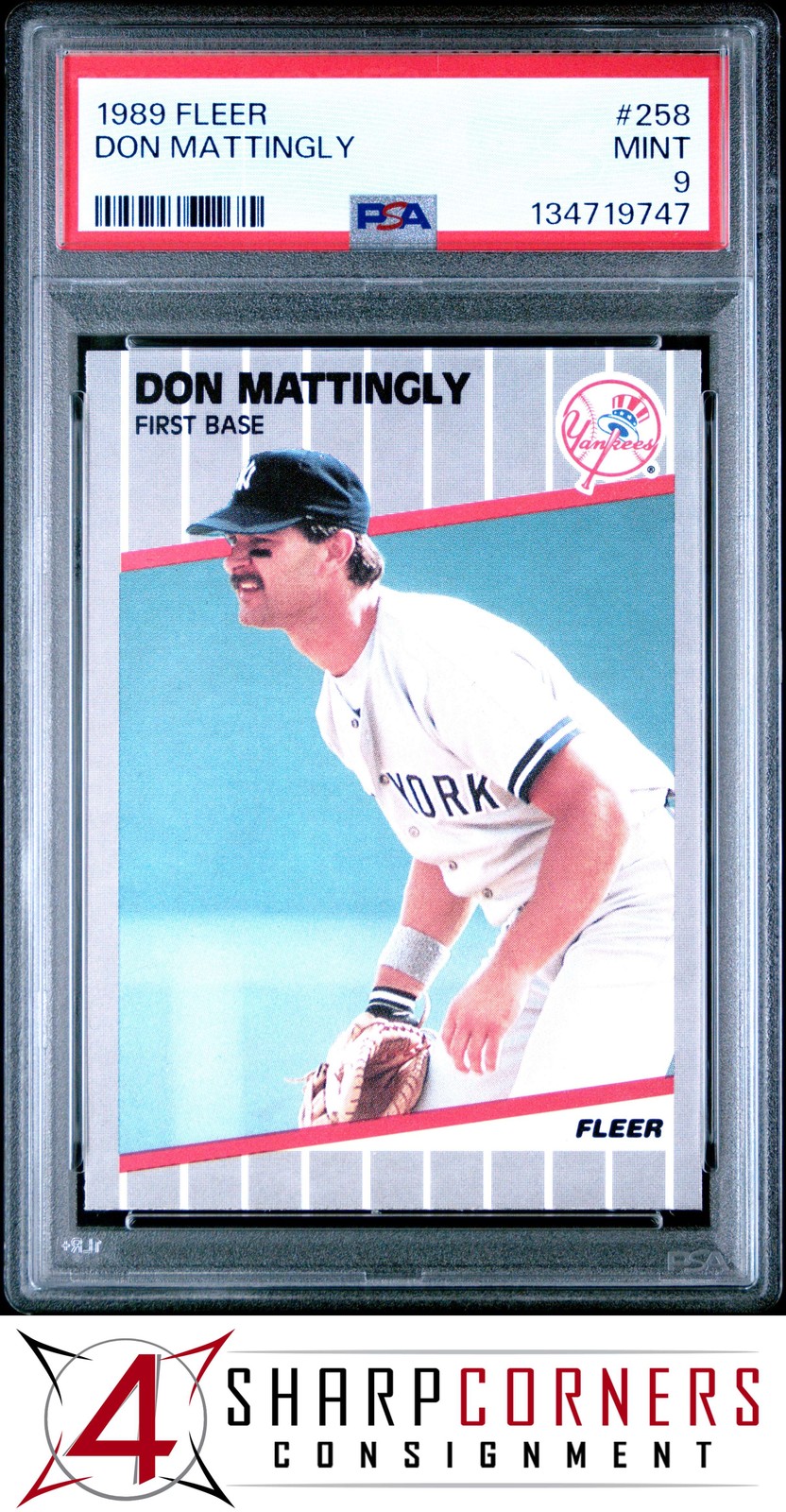 1989 FLEER #258 DON MATTINGLY YANKEES PSA 9