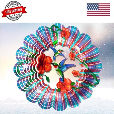 Hummingbird Wind Spinner, 12-Inch 3D Kinetic Metal Wind Spinners - Hummingbir...