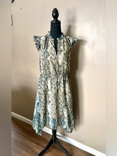 STEVE MADDEN Allegra midi dress chiffon ruffle sleeves snakeskin print sz M NWOT