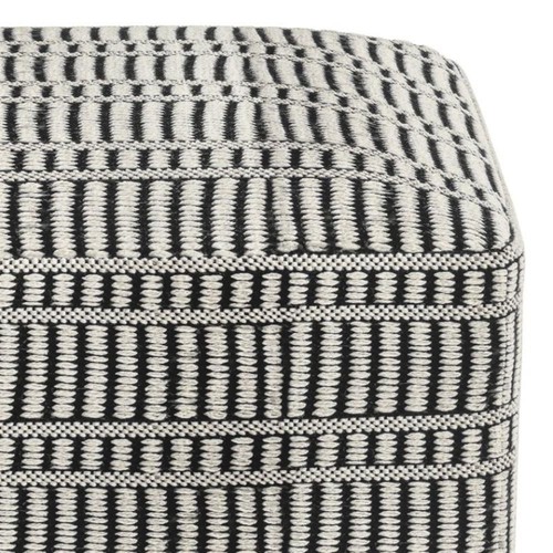 Safford 20" WD Outdoor/Indoor Pouf in Black/White Recycled Polyester & Assembled - Picture 4 of 7