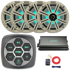 Metra Marine Controller, 4x 8" Speakers, White Grille, 4-Channel Amplifier, Kit