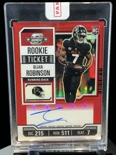 2023 Contenders Optic Bijan Robinson Red Rookie Ticket Auto RC 37/99 Falcons 103