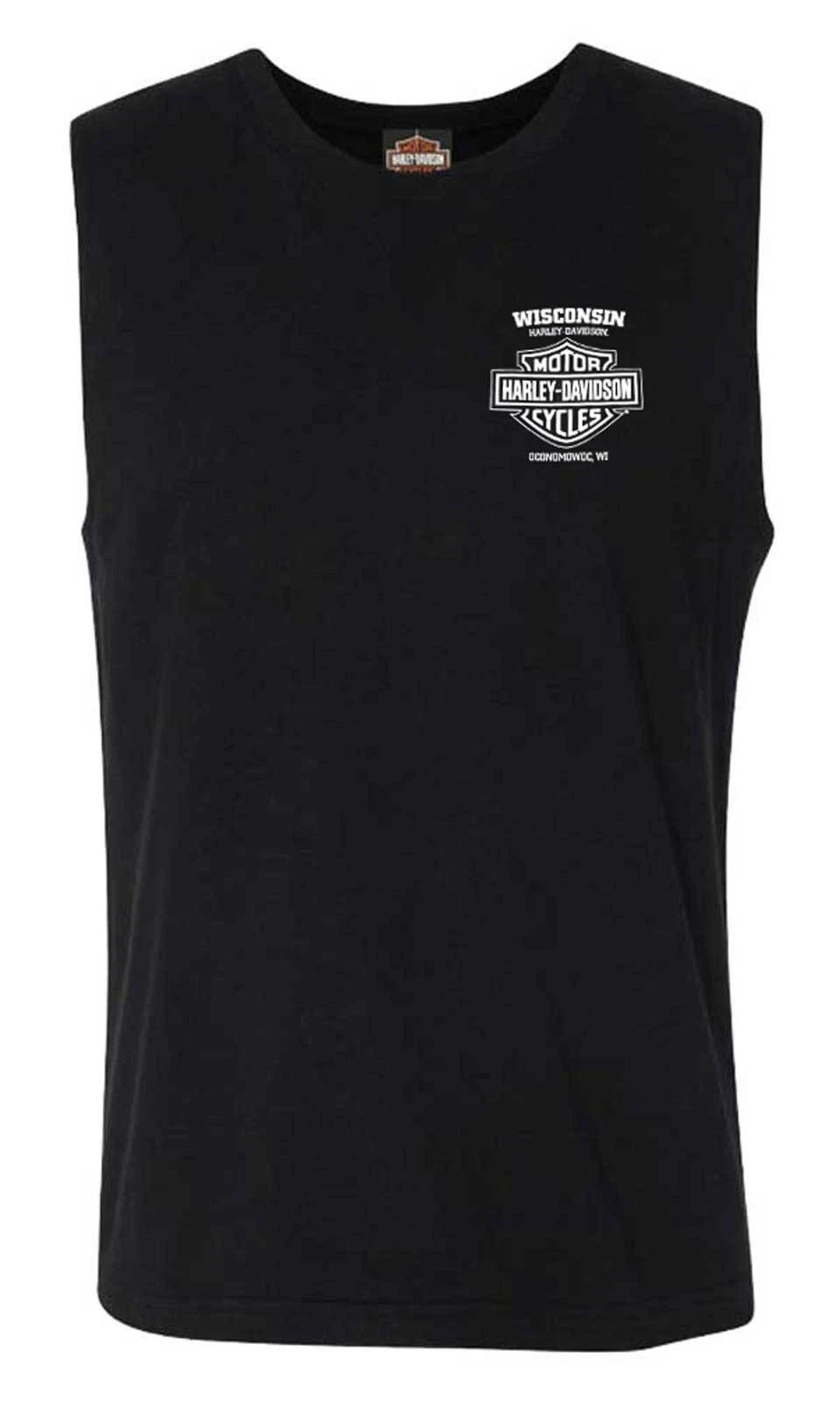 Harley-Davidson Men's Lightning Crest Sleeveless Cotton Muscle Shirt, Black