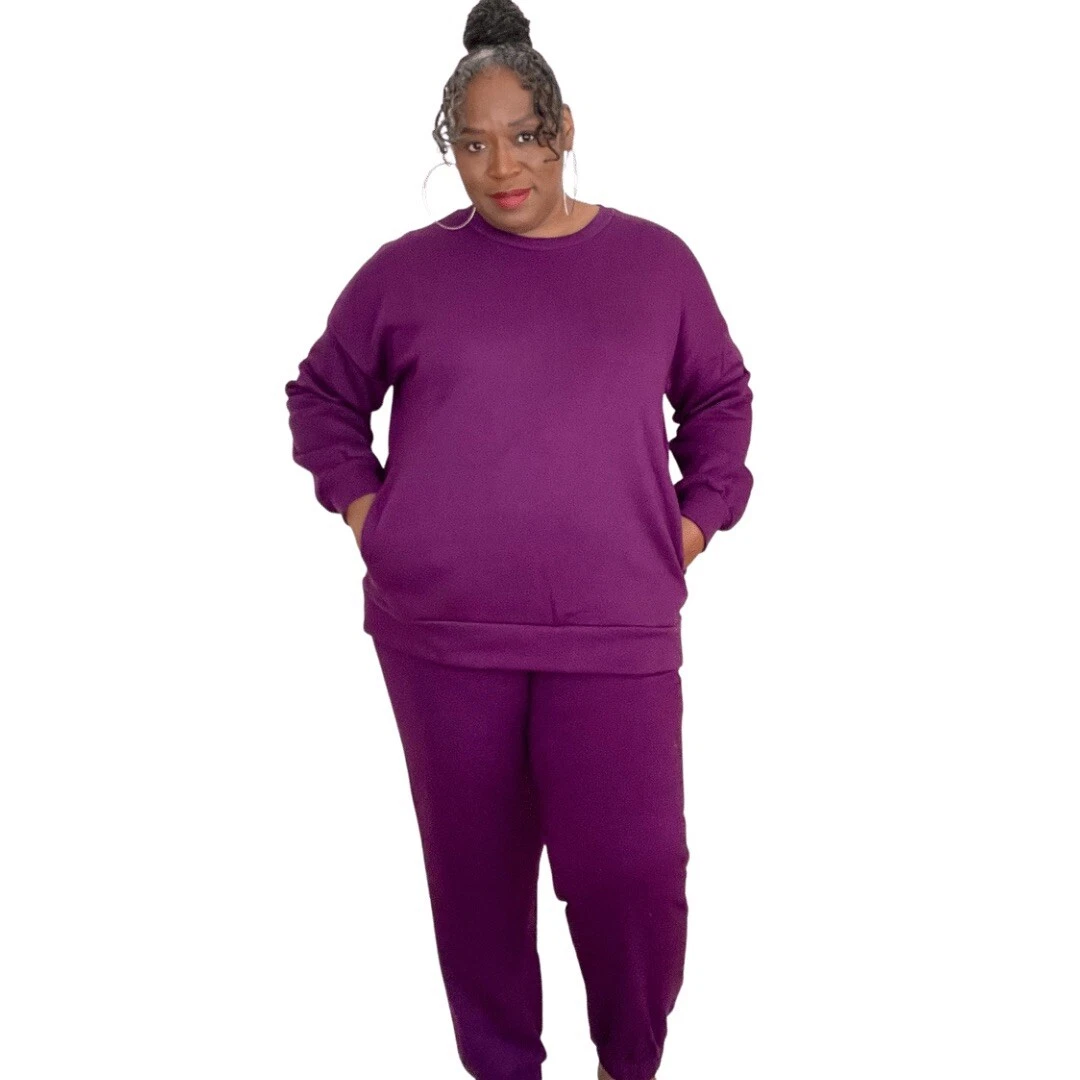  Women's Plus Size Fuzzy Sweatsuits Women 2 Piece Set