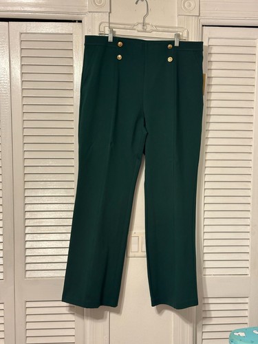 Michael Kors 2X Pantaloni Svasati Pull-On Alti, Smeraldo Scuro Nuovi con etichette - Foto 2 di 13