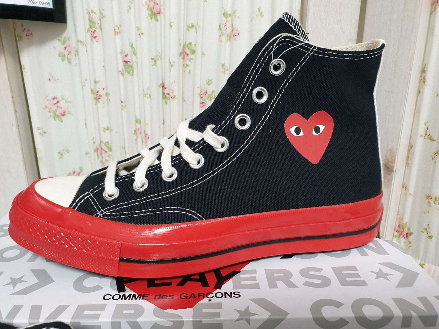 Converse Women Chuck Taylor 70 High Comme des Garcons PLAY Black Red  Authentic