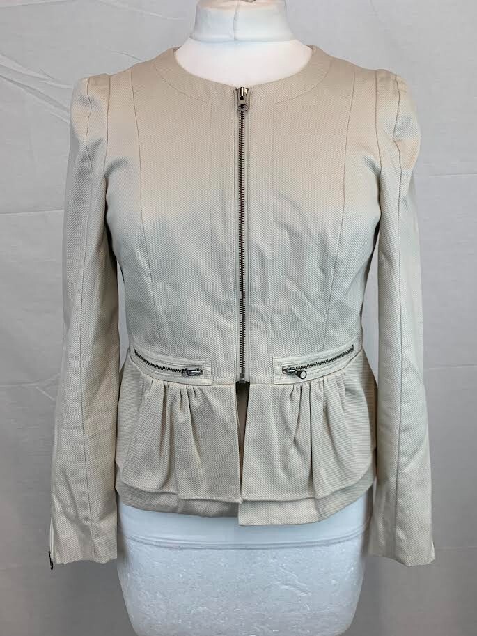 Mint Velvet Ladies Cream Frilled Jacket Size 12 Gem