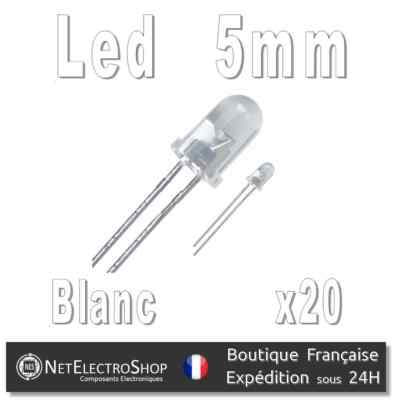 Lote De LEDs Blancos De 5mm Y 16000mcd - Elige Cantidad: 20, 40, 100 O 250 Unidades
