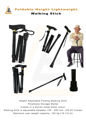 LE11 Walking Adjustable Folding Walking Stick, Lightweight Height Adjustable Walking
