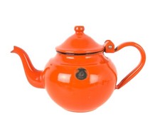 Small Vintage Orange Enamelware Teapot Made in Yugoslavia