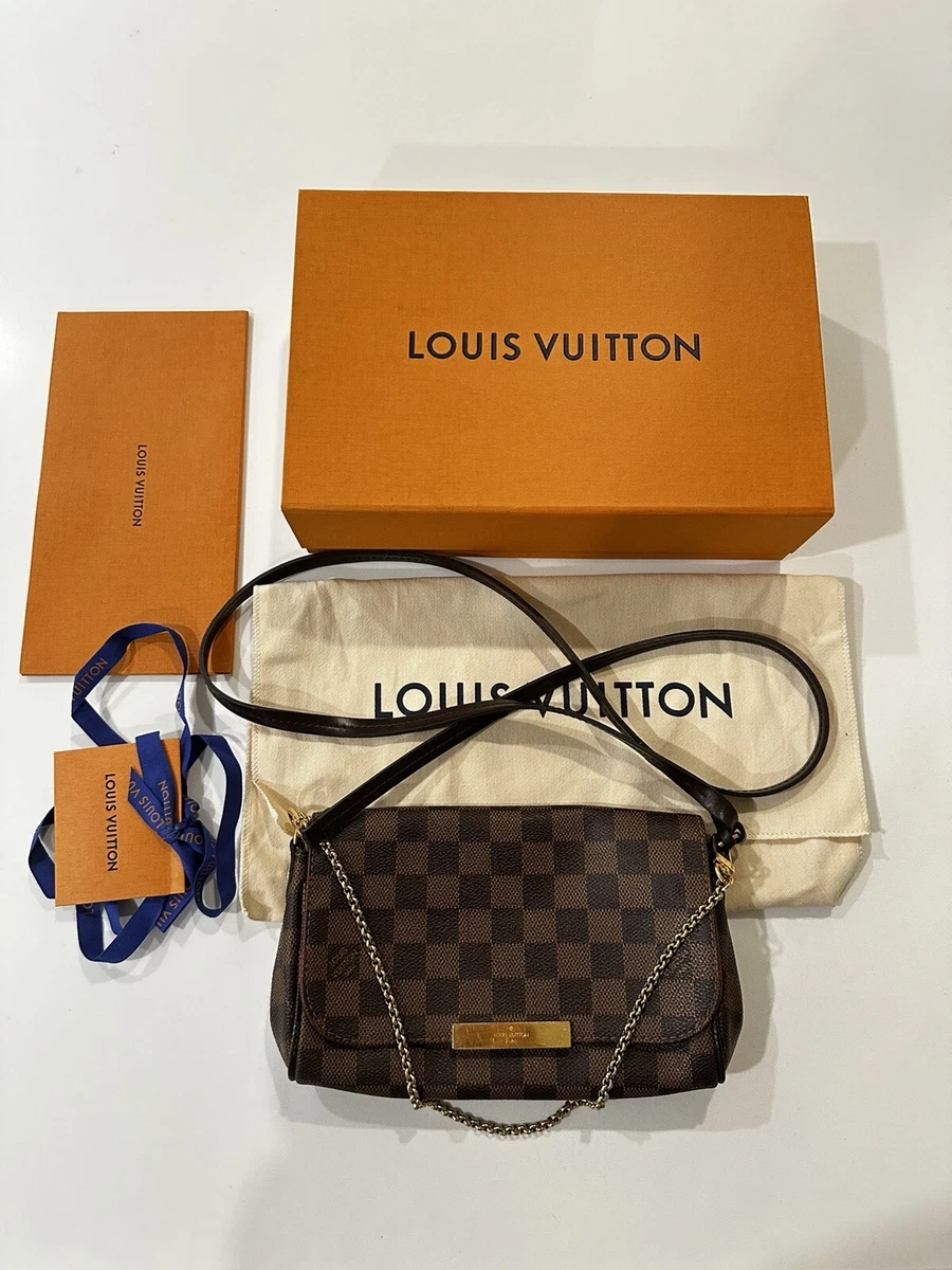 🔥LOUIS VUITTON Favorite PM Damier Ebene Crossbody Bag FRANCE❤️RARE GIFT SET