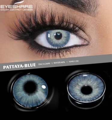EYESHARE  Pattaya Blue  Kontaktlinsen Jahreslinsen  ohne Stärke mit Behälter