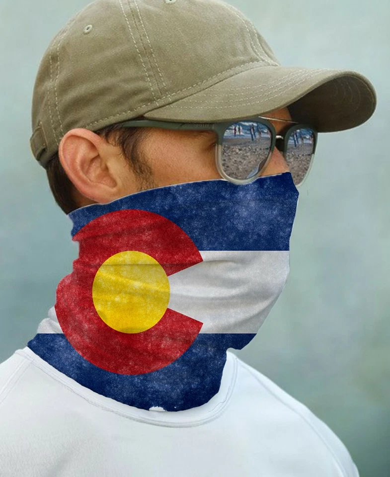 PARAGON SUN GAITER Mask Bandana UPF 50+ UV Protecter Fishing Colorado Flag Face Neck