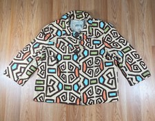 Requirements Linen Blend Short Swing Buttons Fully Lined Jacket Coat Womens 14