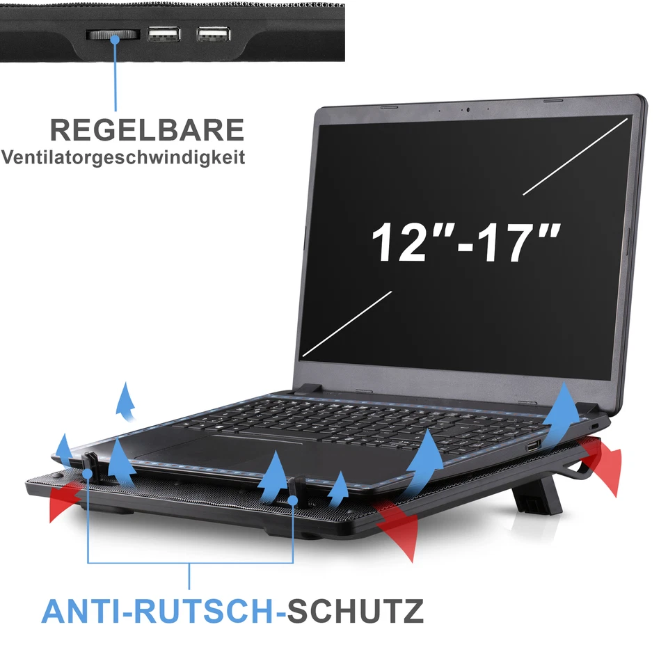 SK Notebook Laptop Kühler Cooler Kühlpad Ständer 6x Lüfter für 12-17 Zoll // 120 - Bild 2 von 4