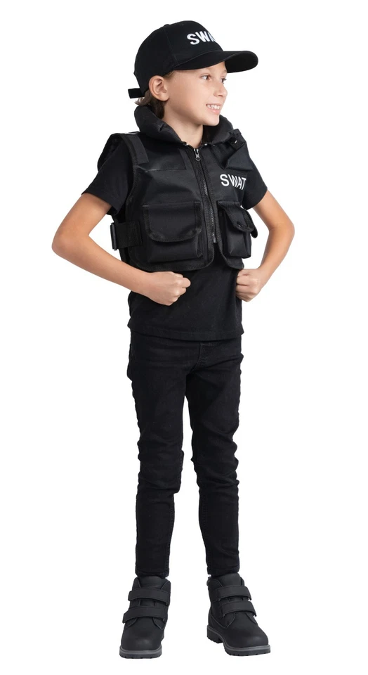Chaleco SWAT Dress Up America para Niños - Chaleco y Gorra Disfraz Policía S.W.A.T Foto 2 de 3