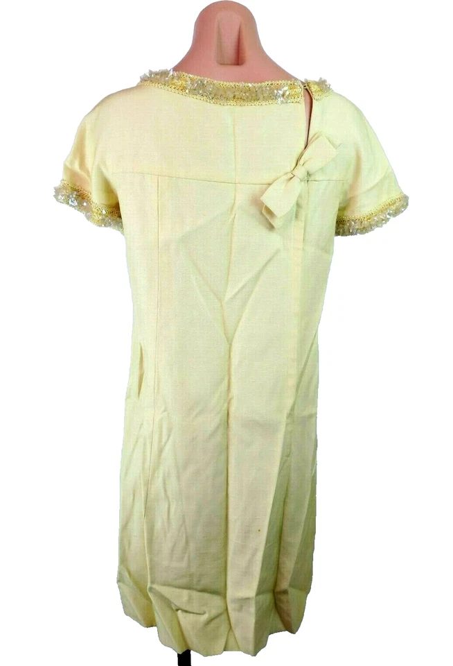 Винтажный 1950-х EMMA DOMB желтый блестки оболочка выпускного вечера платье официальный Wiggle sz 7 - Изображение 2 из 4