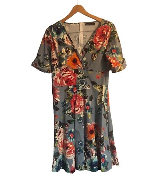 Mint Limit Vintage 1950s Retro Wrap Vneck Half Sleeve Floral Cocktail Dress  XL | eBay