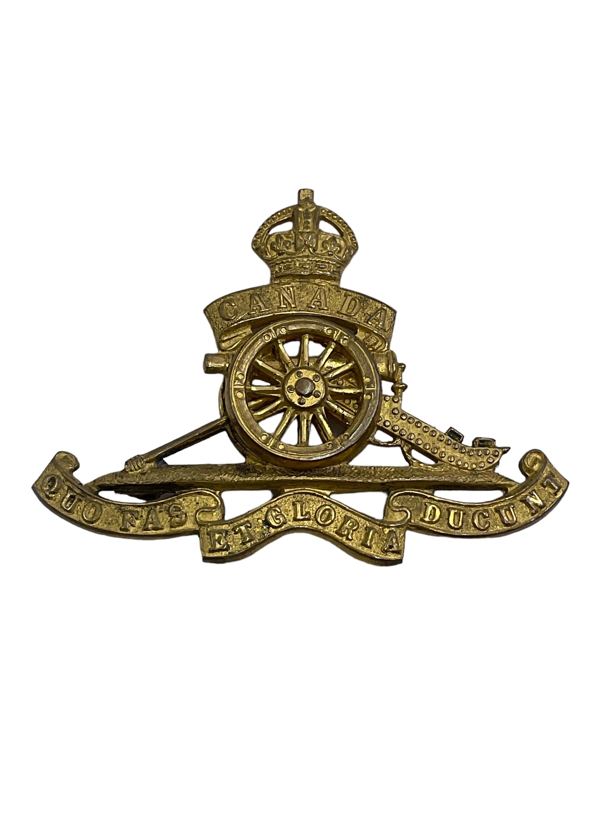 WW1 Canadian CEF CFA Artillery Officers Gilt Cap Badge-image