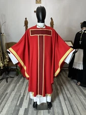 RED VESTMENT CHASUBLE & STOLE (R0094)