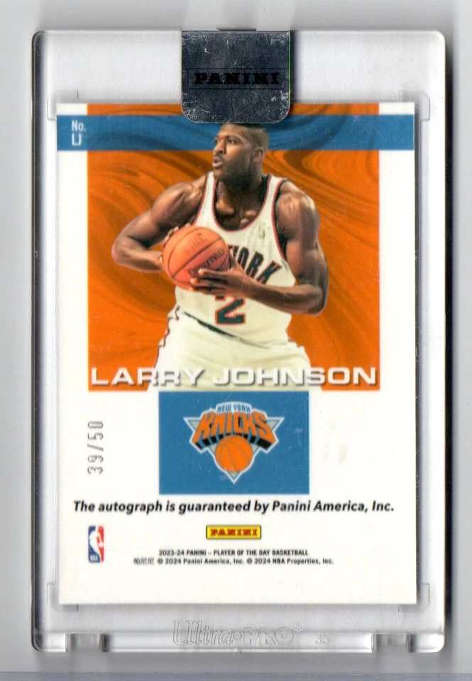2023-24 LARRY JOHNSON PANINI JUGADOR DEL DÍA KNICKS CUBIERTA AUTOMÁTICA #d 39/50 RARO Foto 2 de 2