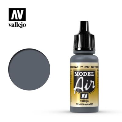 Vallejo Model Air 71097 Medium Gunship Gray Acrylic Paint