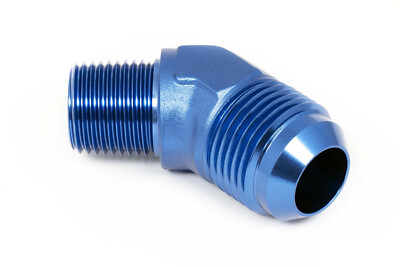 Gewindeadapter 1/2'' NPT zu Dash 12 45° / -12 AN / JIC 12 Einschrauber Blau