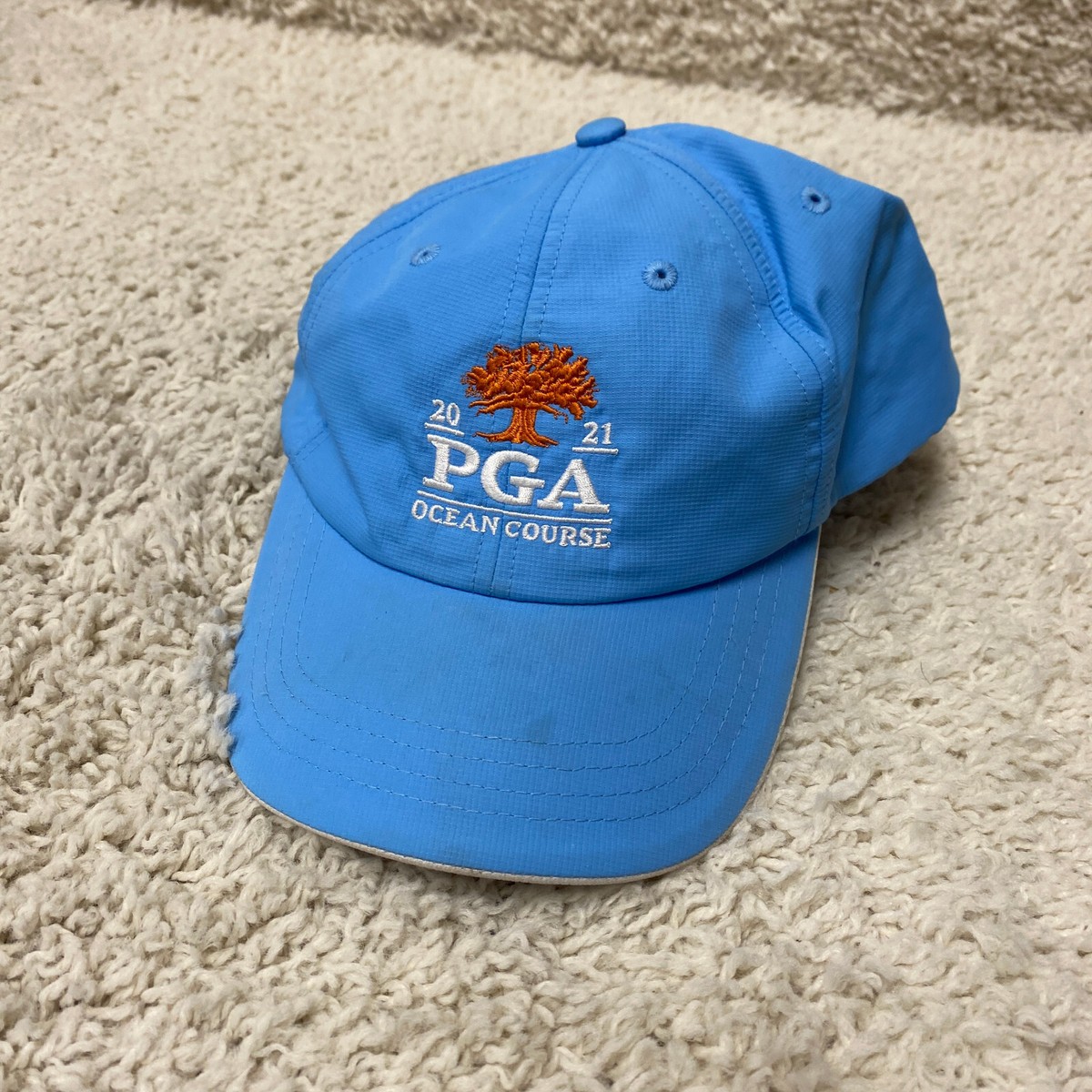 Kiawah Hat One Size Blue White Orange Golf Course Strapback Golfer Outdoors  Mens