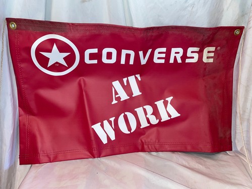 VTG 80s CONVERSE ONE STAR AT WORK 18 x29 VINYL WALL POSTER SIGN - 第 1/3 張圖片