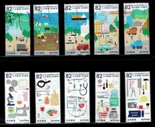 Japan 2019 ILO Centenary 82Y Complete Used Set Sc# 4306 a-j
