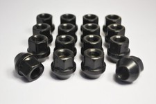 16 x Tuercas de rueda de aleación hexagonales abiertas de 19 mm Ford Fiesta M12 x 1,5, (negro)