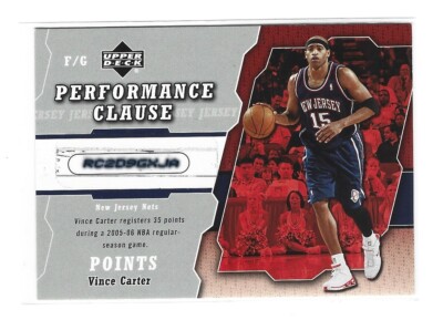 2005-06 UD-VINCE CARTER PERFORMANCE CLAUSE PCR VC