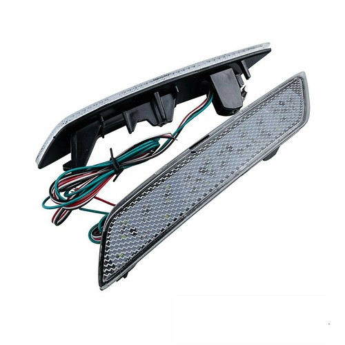 2x Clear Len 30-SMD LED Rear Bumper Reflector Brake Lights For 2013-2015 Honda Civic Sedan