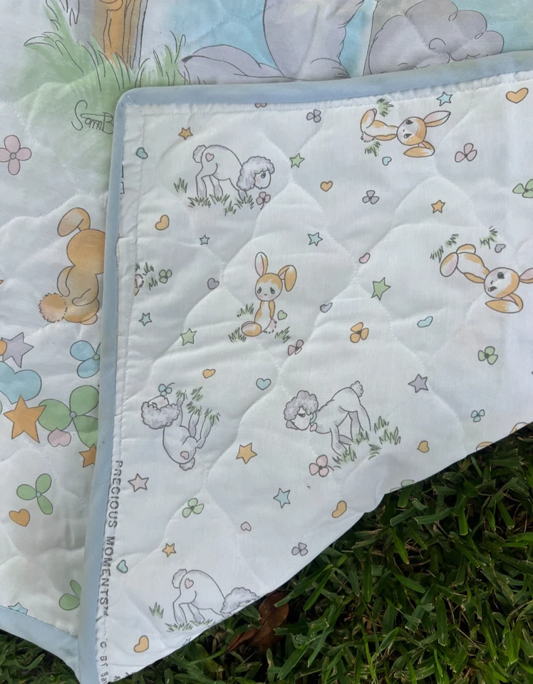 Винтажное детское одеяло Precious Moments для мальчика/девочки стеганое очаровательное 90-е - Изображение 3 из 3