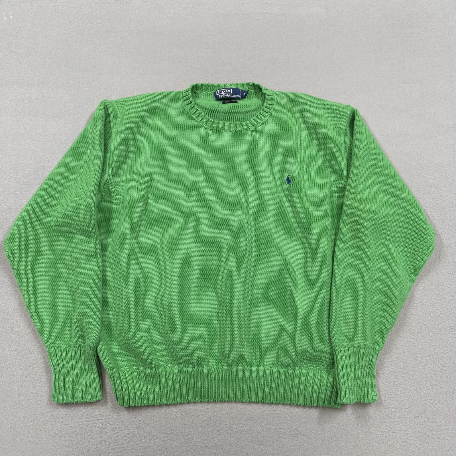 Polo Ralph Lauren Sweater Mens 2XL Green Crewneck Knit Pullover Pony Logo