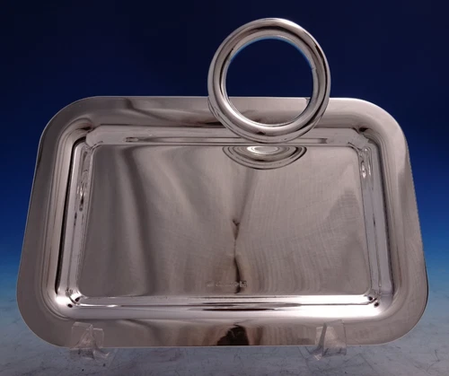 Vertigo by Christofle Silverplate Appetizer Plate w/Ring Handle Unused #8749