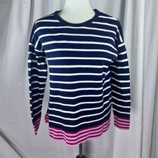 Joules Harbour Top Women's Navy/White / Pink Long Sleeve 100% Cotton Size 8 Logo
