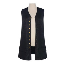 Gothic Steampunk Black Brocade Waistcoat Medieval Colonial Breasted Vest