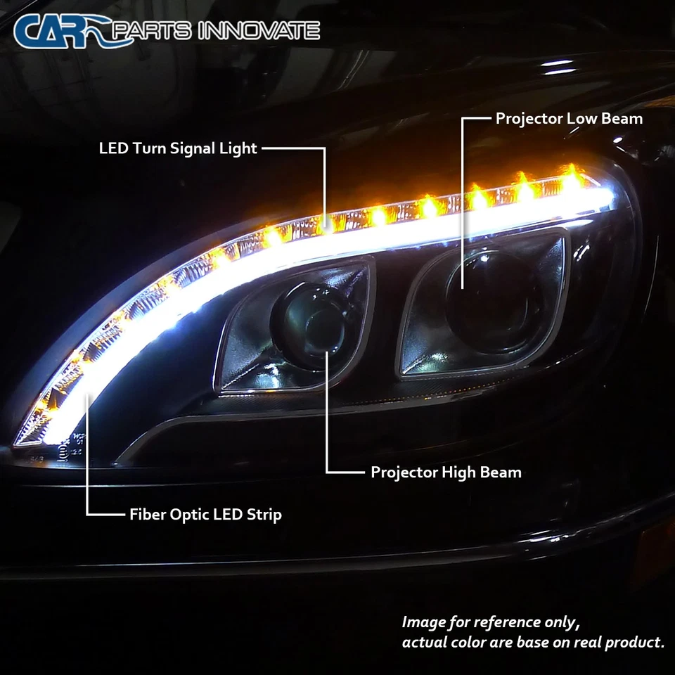 Black Fits 1998-2006 Mercedes W220 S320 S500 S600 LED Strip Projector Headlights Foto 3 de 4