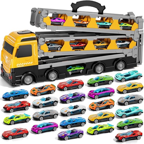 Camión de transporte transformador con 24 mini coches - regalo ideal para niños y niñas - Imagen 3 de 8