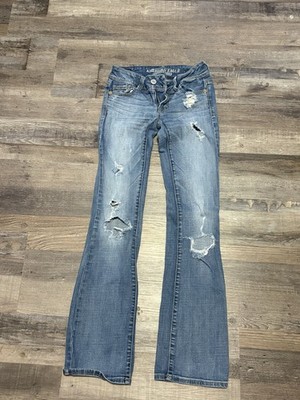 American Eagle Outfitters Women s Skinny Jeans Blue Medium Wash Distressed