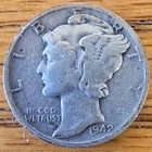 1942-D Silver Mercury Dime, 2.25g Silver (0.900), Krause #140