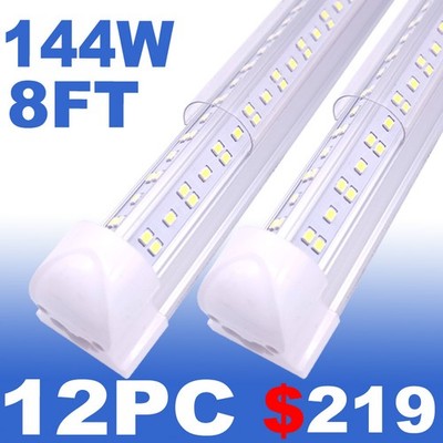 12PC 144W 8 ft led shop light LED Shop Lights Fixture Tube Strip Ceiling Lights